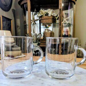 Pair of Nespresso Vertuo Espresso / Latte Clear Coffee Mugs